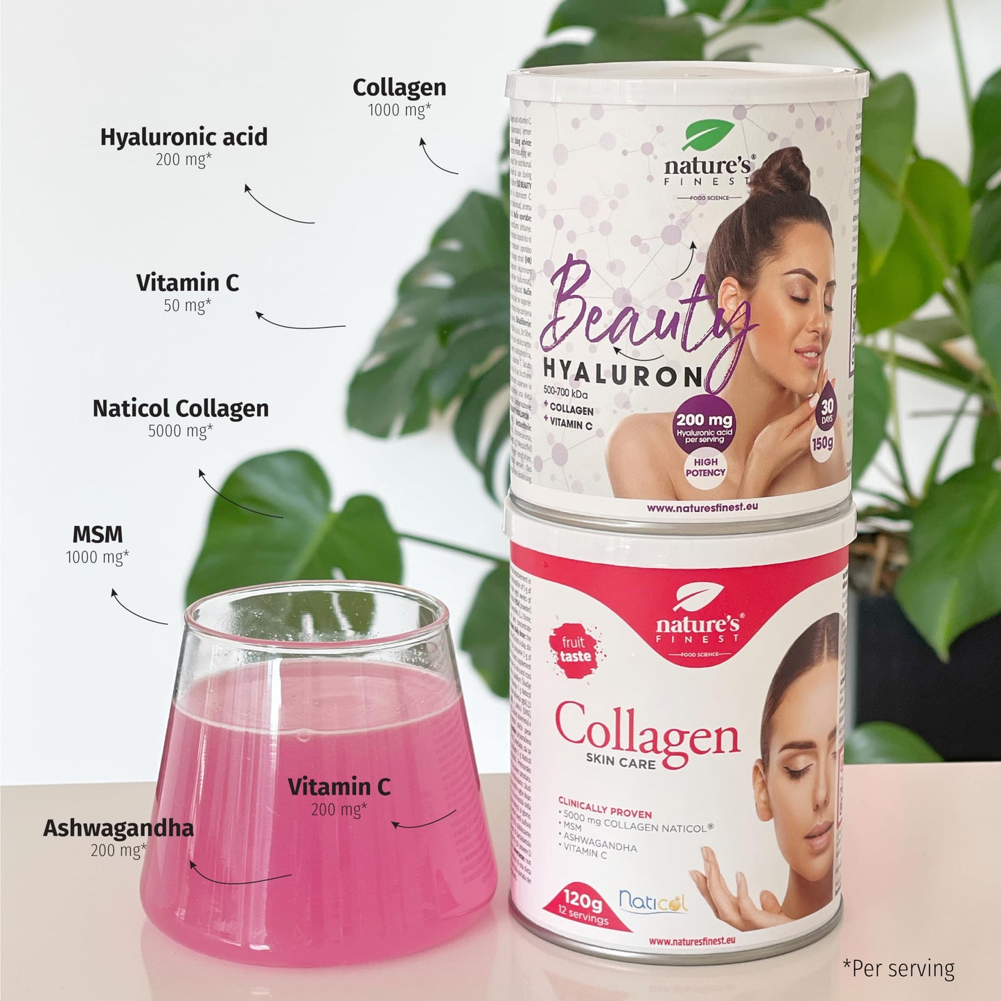 Nature's Finest by Nutrisslim Best Marine Collagen for Women with Hyaluronic Acid, Vitamin C and MSM - Fish Collagen (5000mg) - Collagen Skincare + Beauty Hyaluron