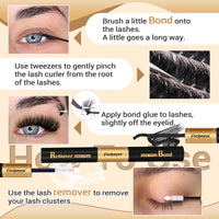 Fluffy Eyelash Extension Kit Volume Lash Clusters Kit 10-18mm Individual Lashes Clusters 100D DIY Lash Extension Kit 200pcs Clusters Lash with Bond and Remover Lash Applicator by Focipeysa
