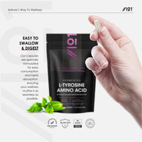 ALPHA01 Fermented L-Tyrosine 500mg with BioPerine - 120 Vegan Capsules - Essential Amino Acid Support – 120 Day Supply – Resealable and Recyclable Pouch by Alpha01