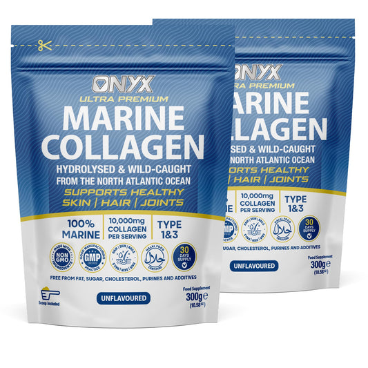 ONYX INGREDIENTS 101 Onyx Marine Collagen Powder 10000mg Type 1 & 3, Wild-Caught Arctic Cod, for Women & Men | Skin, Hair, Muscles, Joints, Bones & Gut Health, Unflavoured