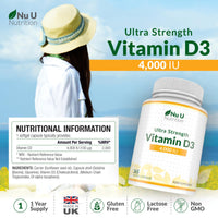 Vitamin D3 4000 IU, 365 Softgel Capsules NOT Tablets, Full Year Supply, Easy to Swallow Quadruple Strength Vitamin D3 Supplement