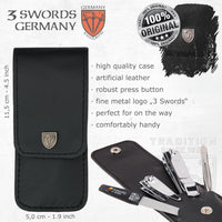 3 Swords Germany - Manicure Set with Toe Nail Clipper, Finger Nail Clipper, Nail File and Tweezers in a Black case - Brand Quality Since 1927