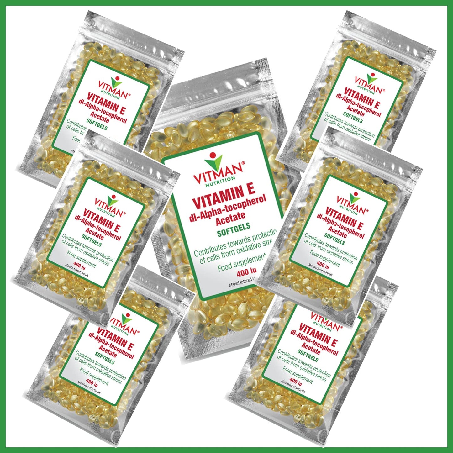 Vitamin E 400 IU, 120 Softgels 4 Month Supply, Natural Antioxidant Source Vitamin E, D-Alpha Tocopherol, High Potency and Absorption, Made for VitMan Nutrition (120)