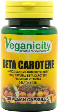 Veganicity Beta Carotene 15mg : Vitamin A Supplement : 30 Capsules