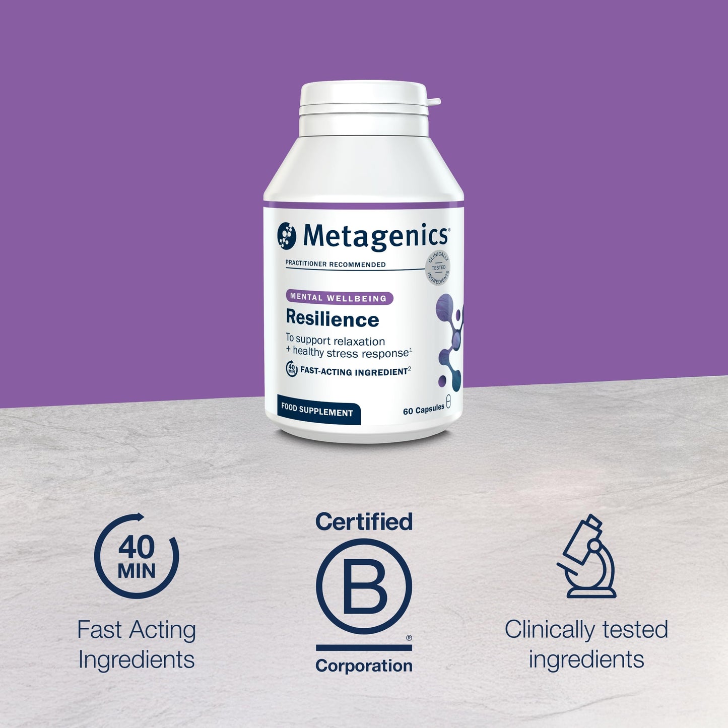 Metagenics - Resilience - Supports Fatigue - with Ashwagandha, Ginseng, Lemon Balm + Mushroom Extracts with L-theanine & Vitamins - 60 Capsules