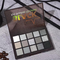 QUIWEN Black Eyeshadow Palette, Smokey Eye Shadow Pallets For Women, 15 Colour Matte Glitter Eyeshadow Palette, Black Silver Gray White Eyeshadow, Cold Tone Long Lasting Highly Pigmented Gothic Eye Makeup