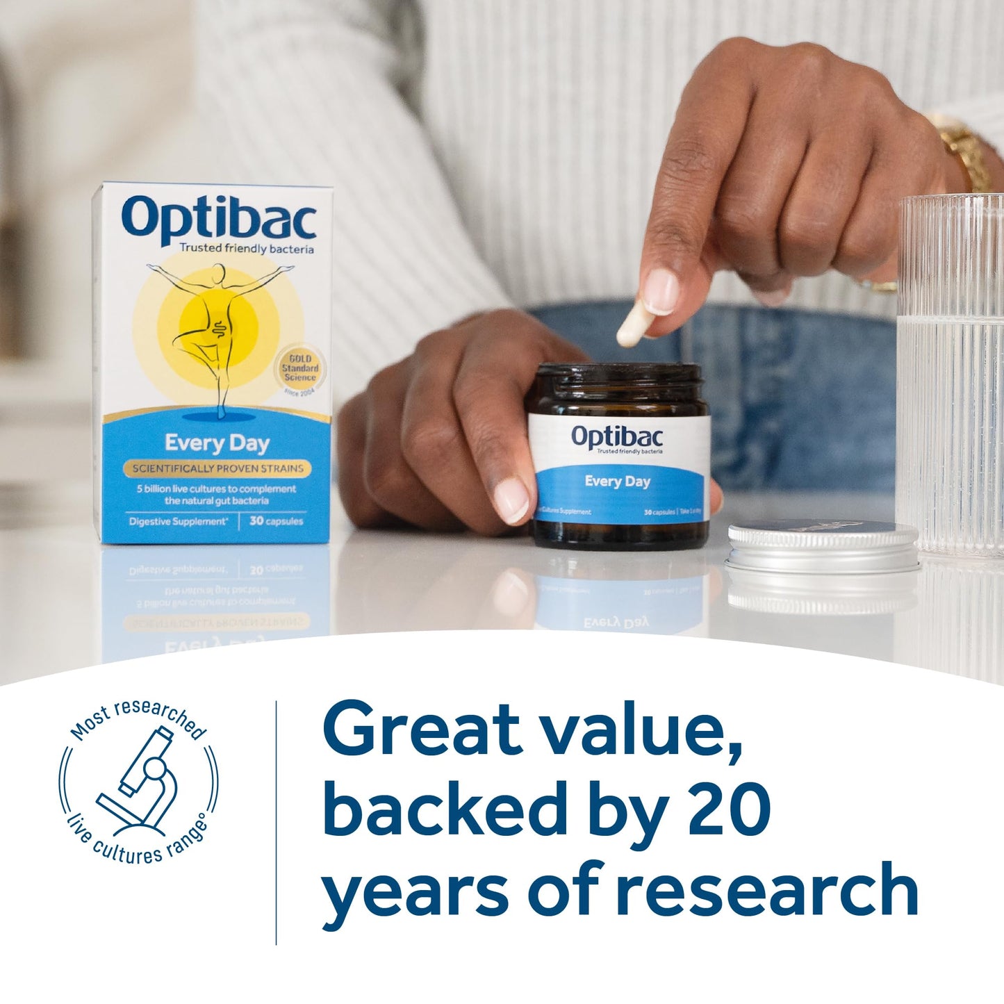OptiBac Optibac Probiotics Every Day - Vegan Digestive Probiotic Supplement - Most Trusted & Recommended Brand - Lactobacillus & Bifidobacterium - 60 Capsules