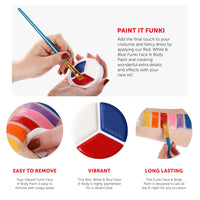 Funki Face & Body Paint Red, White & Blue Oil-Based Facepaint - Pot of Red, White and Blue Face & Body Paint - Perfect for Celebrations - Pack of 1 VE DAY COMMONWEALTH