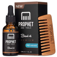 Prophet and Tools 2023 Favourite* Unscented Beard Oil, Revolutionary Formula Helps to Thicken Beard Growth, Soften Hairs, Relieve Itch & Flaking, Beard Comb Included, 30 Ml