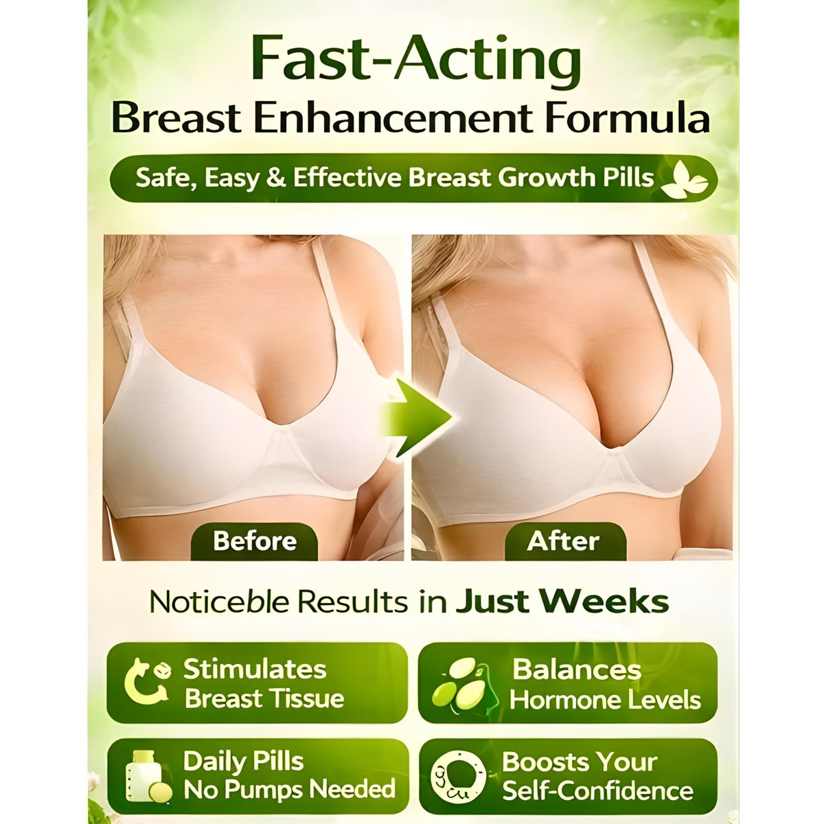 MoovWell Breast Enlargement Supplement for Women | Estrogen Tablets for Women Breast Growth | Natural Breast Enlargement Pills | Effective Breast Enhancer Pills for Fuller, Firmer Bust | Pack of 60 Tablets