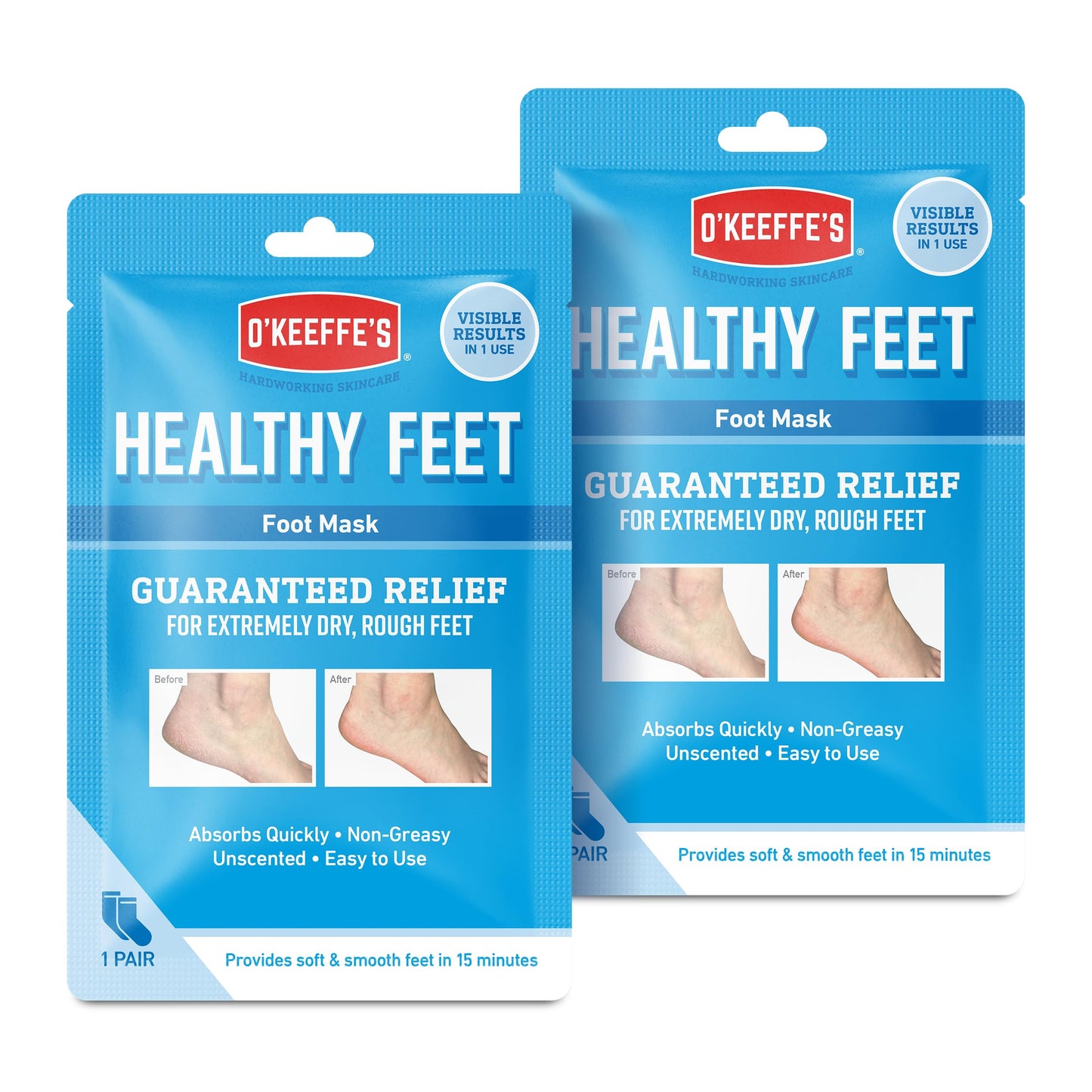 O'Keeffe's O’Keeffe’s Healthy Feet Foot Mask – Intensive Moisturising Sock Treatment for Extremely Dry, Rough Feet & Cracked Heels – Visible Results in One Use (2 Pairs)
