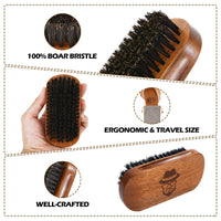 Sofmild Boar Bristle Beard Brush for Men, Beards and Mustaches Grooming Set Including 100% Pure Boar Bristle Beard Brush, Beard Comb, 2 Pcs Mustache Scissors, and Travel Bag