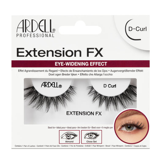 Ardell False Eyelashes Extension FX D Curl Black Long Flared To Widen Eyes Almond Deep-Set Eyes Silky-Soft Knot-Free Invisiband Comfortable Wear Vegan-Friendly Eyelashes