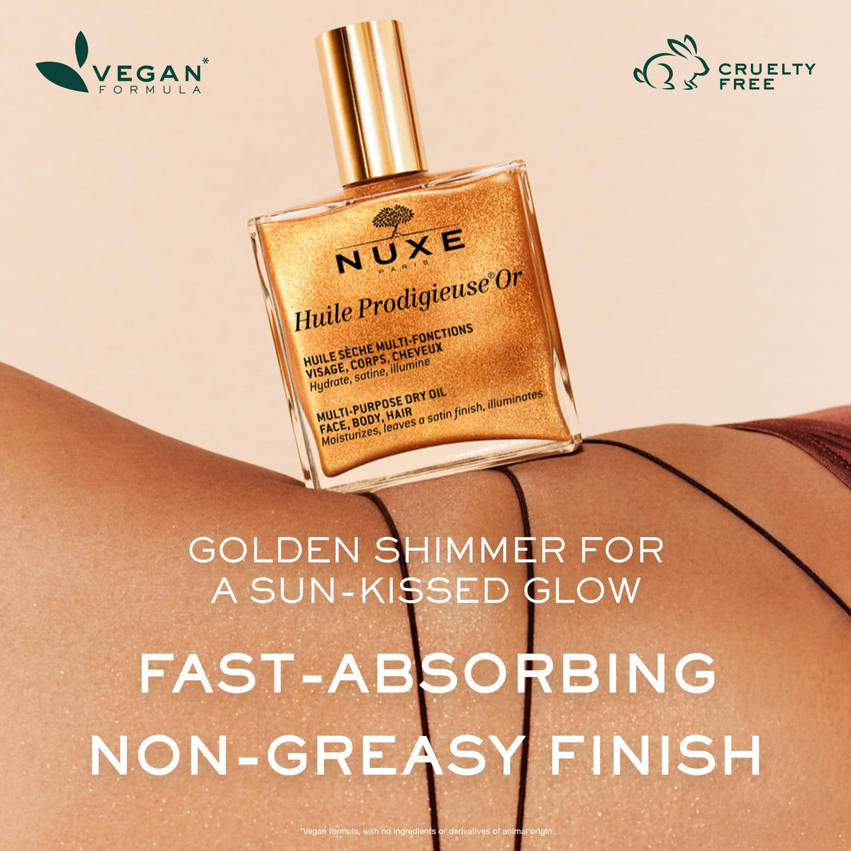 Nuxe Huile Prodigieuse Shimmering Dry Oil 50ml, Gold-Flecked Dry Oil, Illuminates & Softens Face, Body & Hair, Multi-Purpose Nourishment, Vegan Formula
