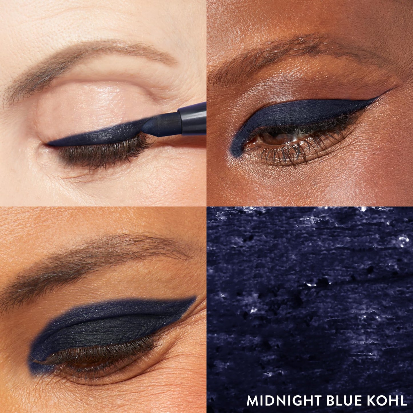 Laura Geller Beauty LAURA GELLER NEW YORK Kajal Longwear Kohl Eyeliner Pencil - Midnight Blue Kohl - Caffeine and Vitamin E - Smooth & Blendable Liner - Built-In Sharpener
