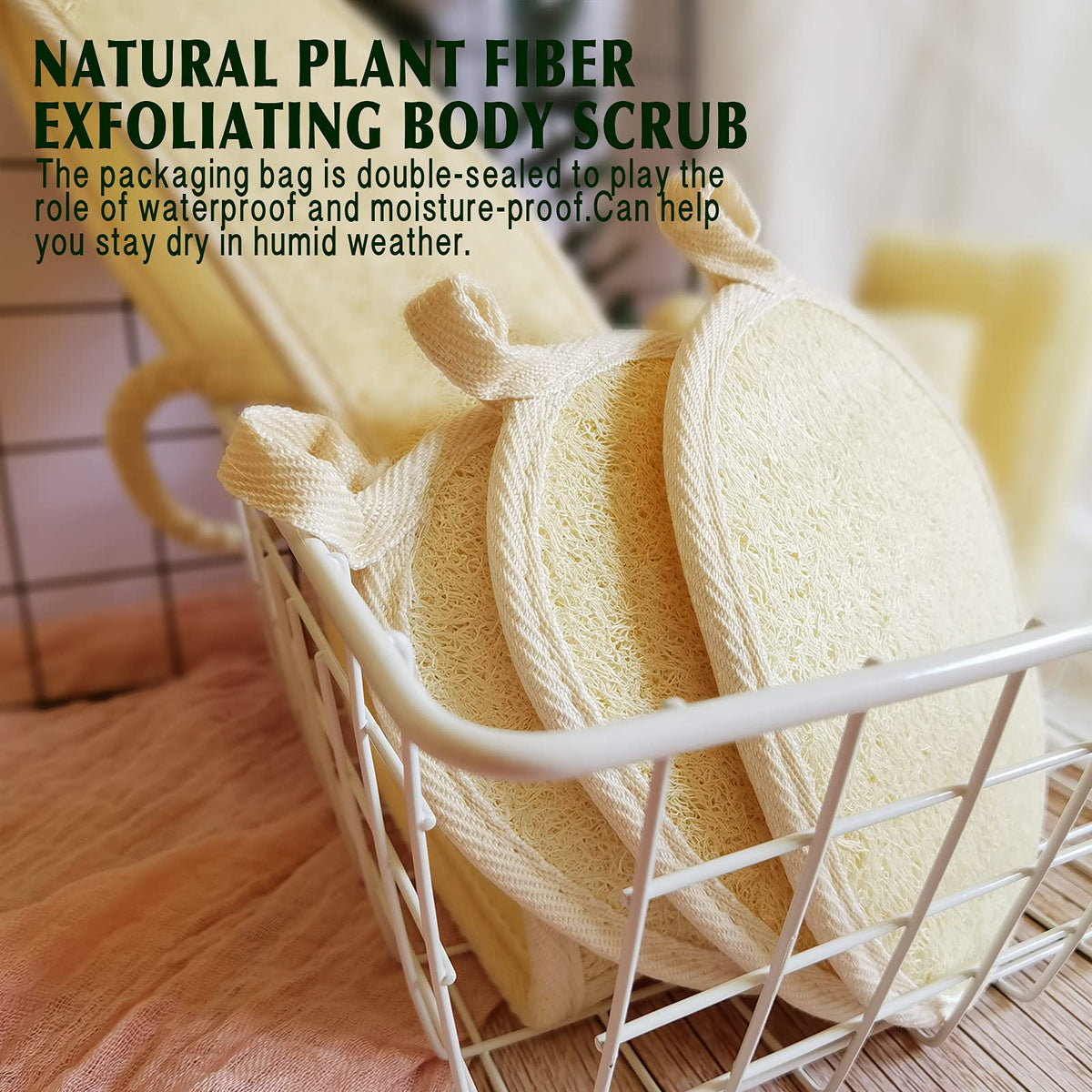 YIQINGJIE Natural Loofah Sponge Exfoliating Body Scrubber,2 Pack