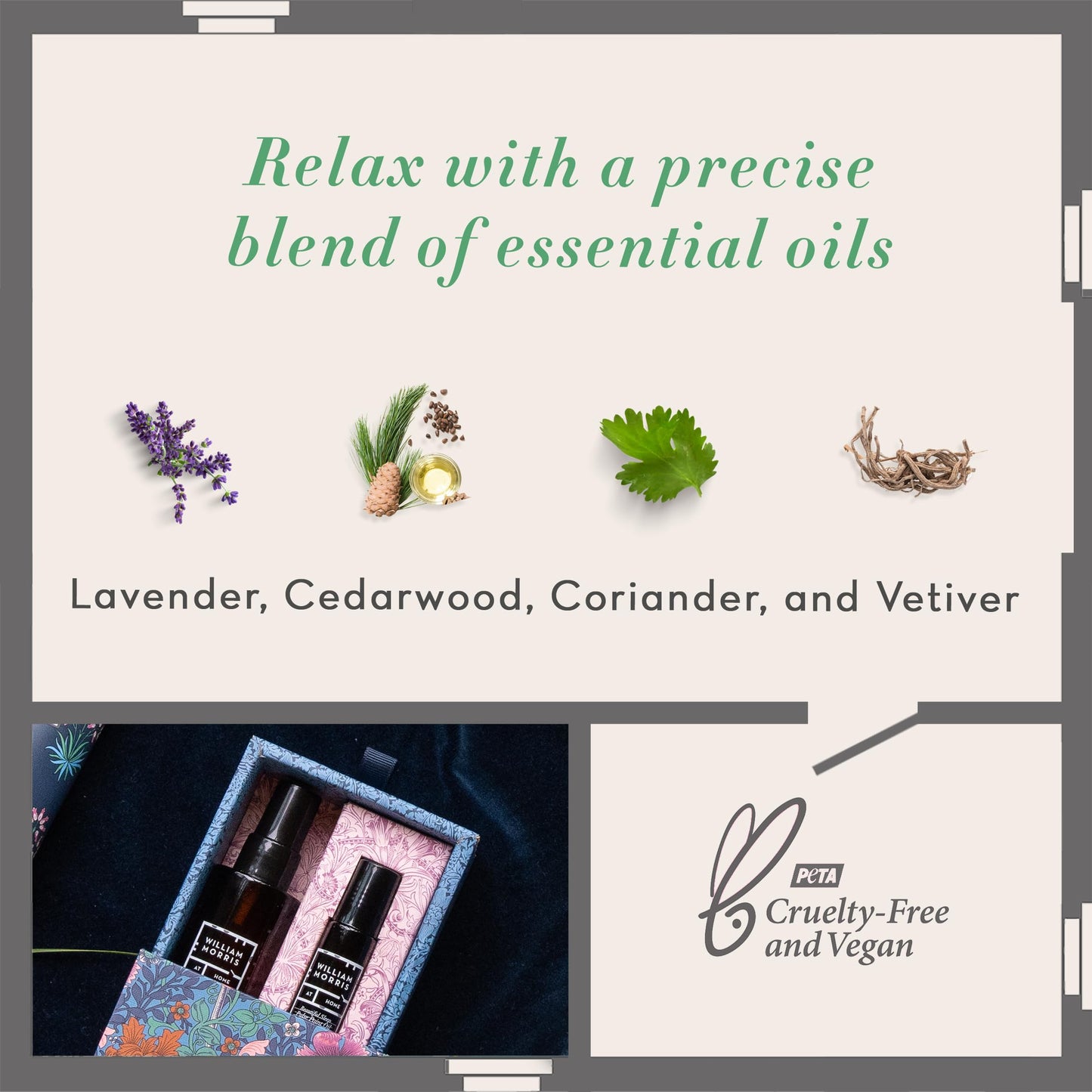 William Morris at Home William Morris At Home Pillow Mist 50ml and Pulse Point Oil 10ml, Calming Essential Oils, Relaxing Fragrance Helps with Sleep, Magnesium, Travel Size, Vegan and Cruelty Friendly, Beauty Gift for Her