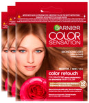 Garnier Color Sensation Color Retouch Permanent Hair Dye Color 6.0 Dark Blonde Covers 100% of Gray Hair No Ammonia Easy to Use - 3 Tints