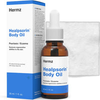 Hermz Laboratories Healpsorin Hemp Body Oil + Microfibre Cloth - Scalp Psoriasis Treatment - Itchy, Cracked and Irritated Skin - Eczema, Rosacea - 30ml