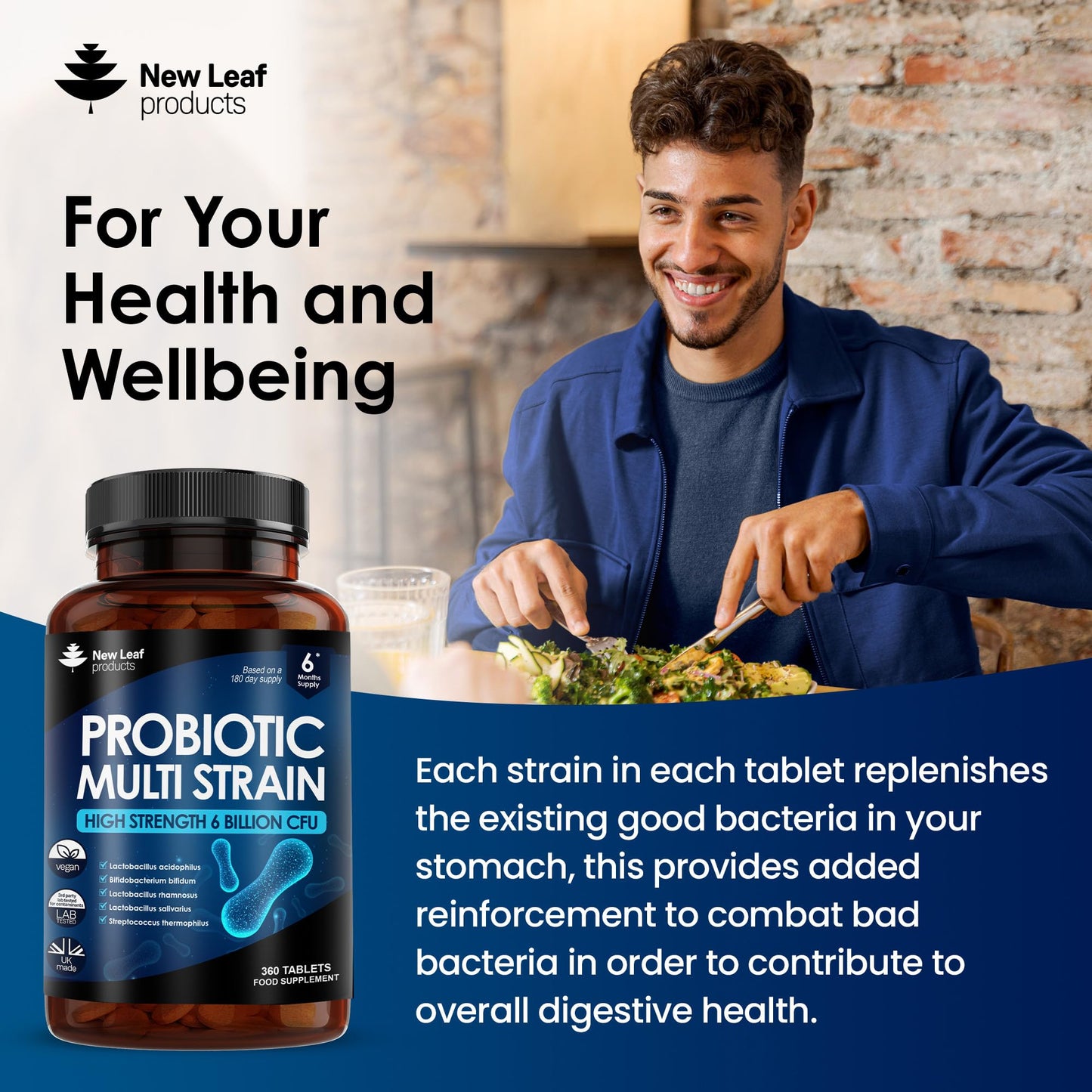 Probiotic Supplements Multi Strain Acidophilus Probiotic 360 Tablets High Strength - Digestive & Gut Health Supplements Lactobacillus Probiotics for Gut Health - Vegan, GMO-Free, Gluten-Free, UK Made