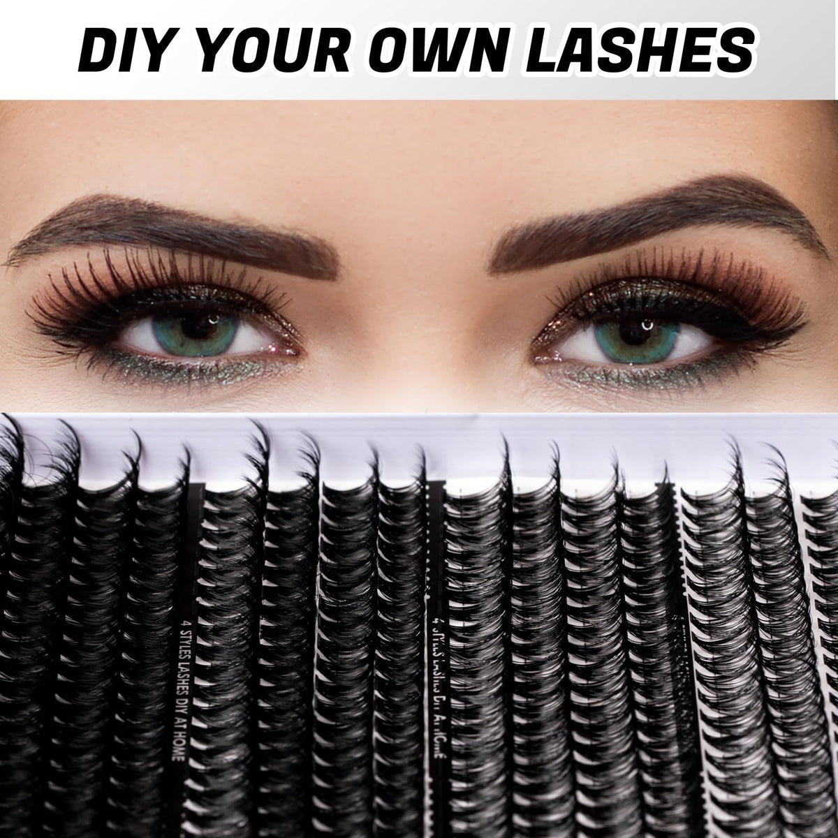 Magnetic SL Volume Individual-Eyelashes 320PCS DIY Lash Extension Kit 12-20mm MIX Fluffy False Eyelashes with Bond and Seal, Applicator, Look Like Eyelashes Extension at Home(30D+40D+80D+100D)
