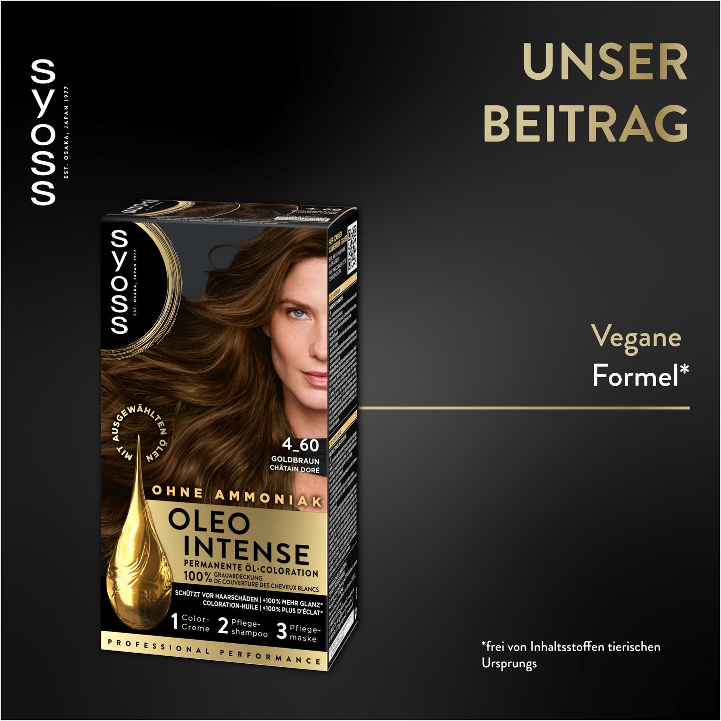 Syoss SYOSS Oleo Intense Permanent Oil Colouration 4-60 Golden Brown with Nourishing Oil and Ammonia Pack of 3 x 115 ml