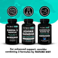 Ashwagandha High Strength Plus | 125 mg Root Extract with 10 mg Withanolides | 180 Vegan Tablets | 6-Month Supply | Supports Stress & Anxiety Relief, Better Sleep, and Energy Balance | by Nature Diet