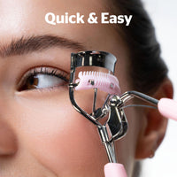 Brushworks Pro Lash Eyelash Curler with Built-In Comb - Precision Lash Separator & Curler for Fanned Out Lashes, Long-Lasting, Eye-Opening Lift, Stainless Steel, Pink, Easy to Use, Salon Style Results