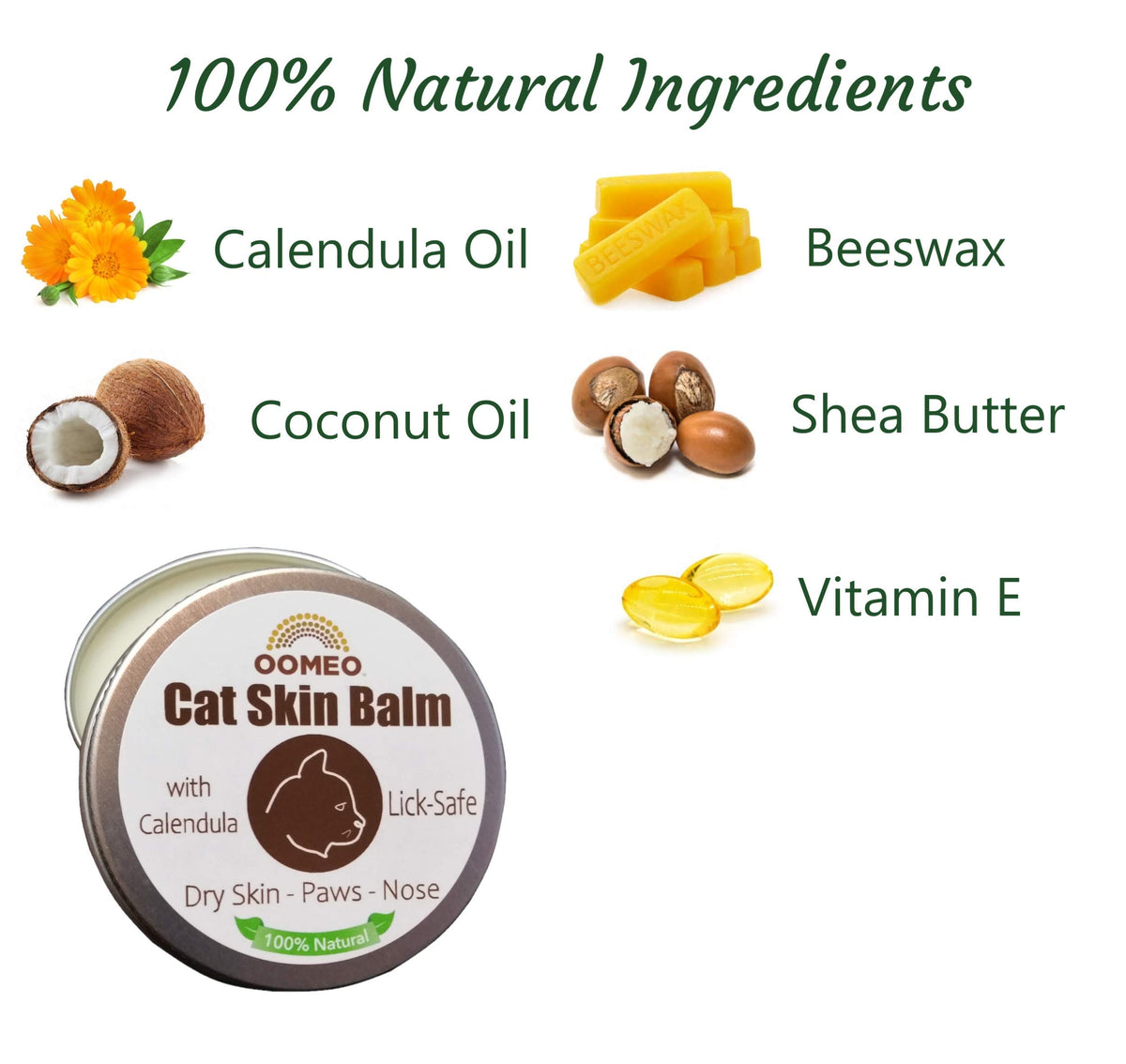 OOMEO Cat Skin Balm - Moisturising, Unscented, Lick-safe - 100% natural - As good as any cream