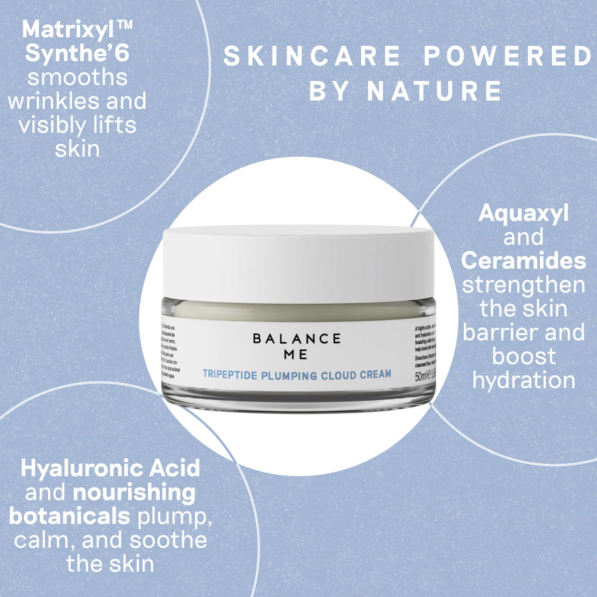 Balance Me Tripeptide Plumping Cloud Cream 50ml, Face Moisturiser for Day and Night Use with Ceramides and Hyaluronic Acid, Collagen For Anti Aging and Anti Wrinkle