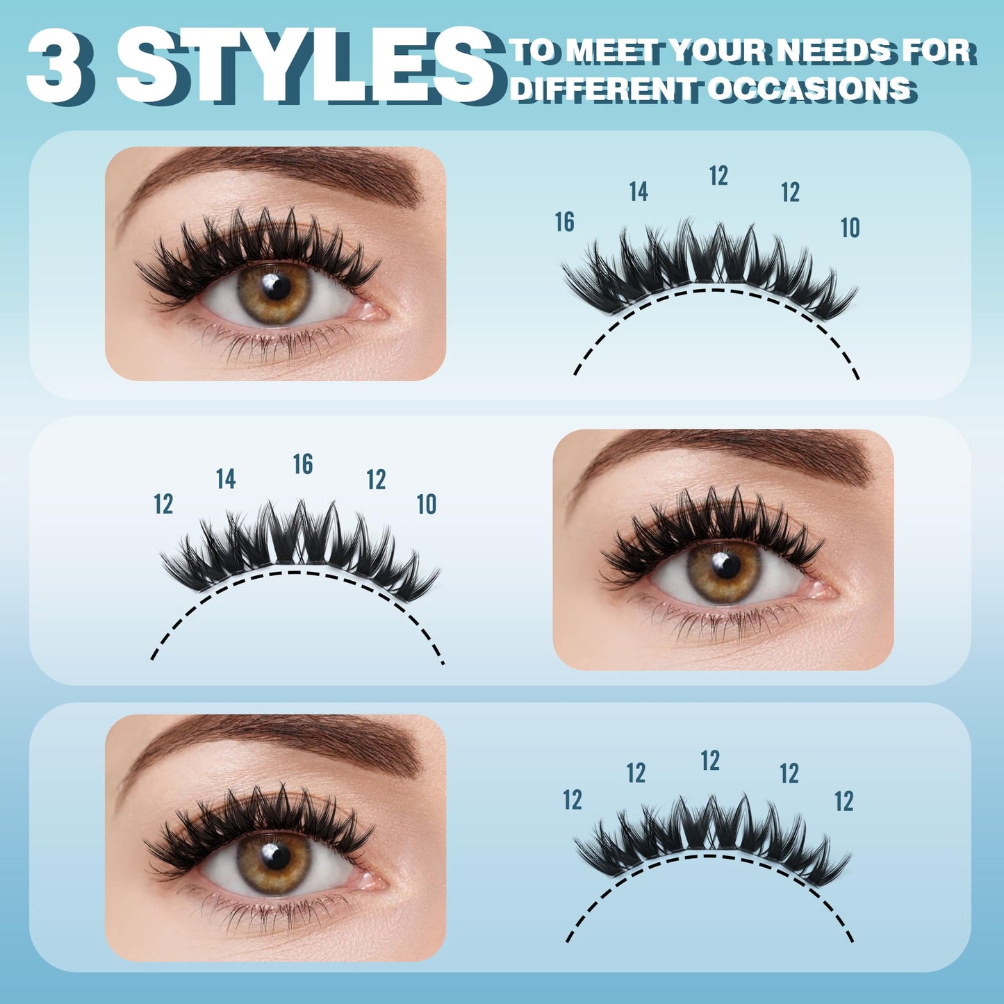 Cluster Lashes Kit - 10-16mm C Curl 120PCS Reusable Individual Eyelashes Kit with Lash Bond Seal Remover Tweezers - LANKIZ Fluffy Wispy Eyelash Clusters Long-Lasting All Day