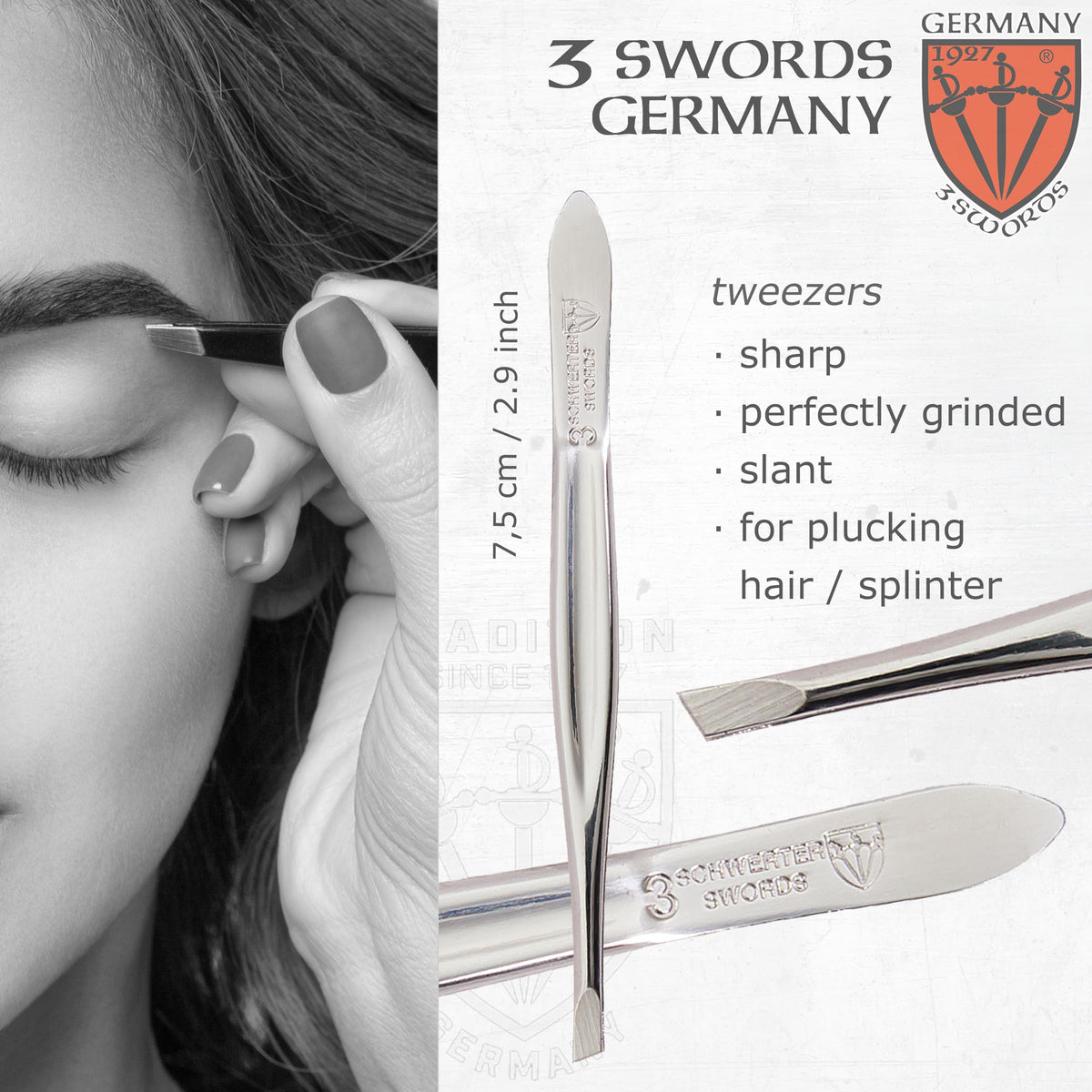 3 Swords Germany - Manicure Set with Toe Nail Clipper, Finger Nail Clipper, Nail File and Tweezers in a Black case - Brand Quality Since 1927