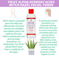 Nature Spell Witch Hazel Facial Toner With Fruit Alpha Hydroxy Acids, Cherry Blossom, Aloe Vera & Rose Water 200 Ml - Smoothing Facial Toner With Natural Aha'S - Alcohol Free Formulation