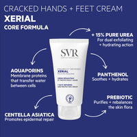 SVR XERIAL Cracked Foot Cream for Split Heels and Damaged, Sore, Hard-Working Skin, Protecting 24hr Moisturiser, Repairs Fissures in 3 Days, 50ml
