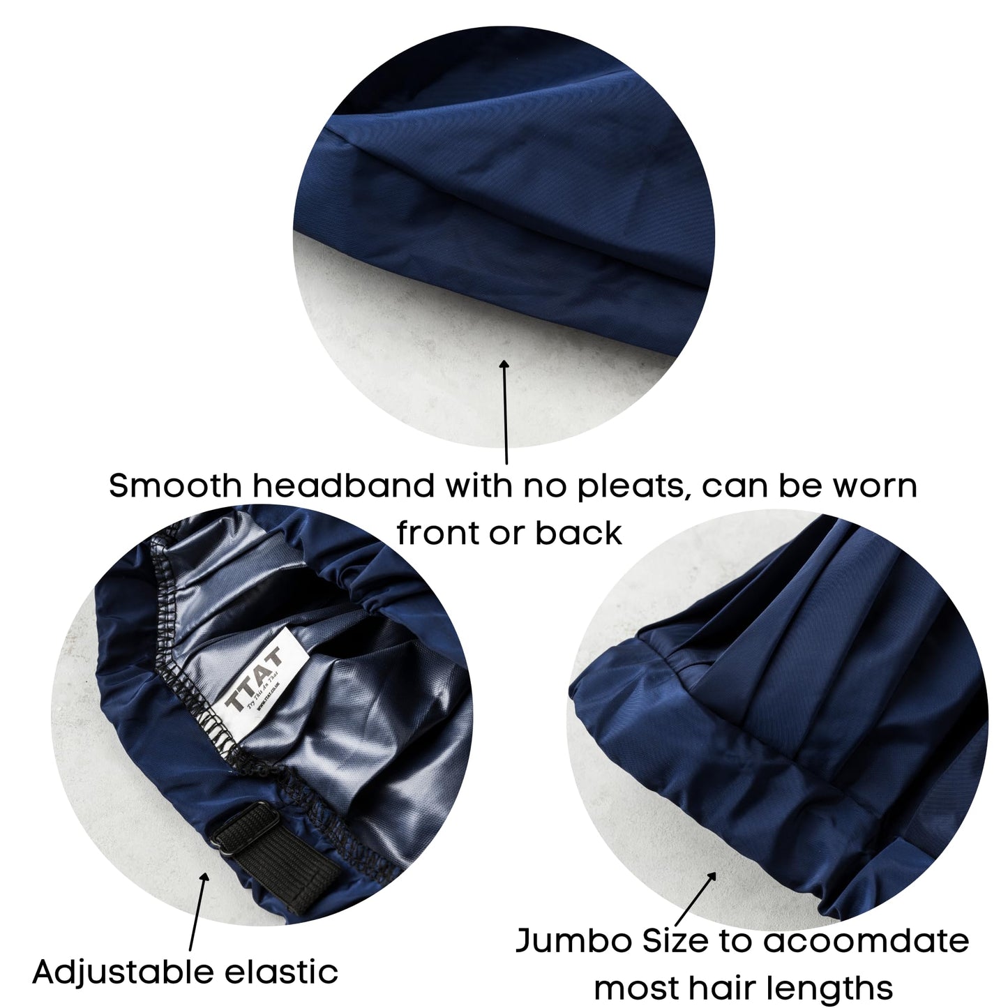 TTAT Try This an That TTAT Shower Cap Jumbo Size for Men & Women With Afro, Long Dreadlocks, Locs, Box Braids, Voluminous & Long Hair, Waterproof, Washable, Reusable & Adjustable