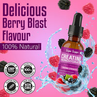 Supa-Supps Creatine Monohydrate Liquid Drops - 60ML | Potent Creatine for Muscle Growth | Easy-to-Use Berry Blast Flavour | Creatine Monohydrate Powder Alternative | Maximum Gym Performance | Enhanced Absorption