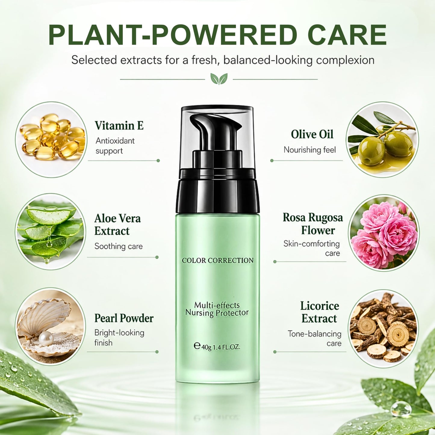 Lumiter Green Colour Corrector for Redness, Anti-Redness Face Primer, Natural Make up Primer for Sensitive Skin, Green Concealer, Lightweight Hydrating Formula, 40g