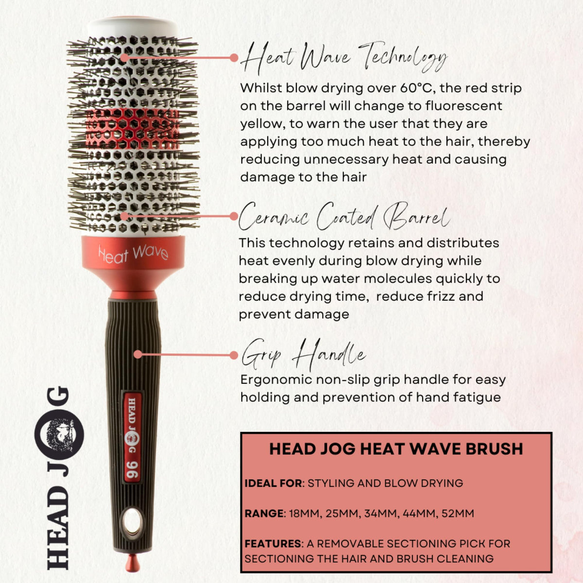 Head Jog 97 Heat Wave Ceramic Brush Black 52mm