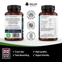 NEW LEAF PRODUCTS Sea Moss Complex - Pure Irish Sea Moss Capsules with Bladderwrack & KSM Ashwagandha - High Strength Seamoss Capsule - 120 Fill Vegan Irish Seamoss Capsules Made in The UK By New Leaf
