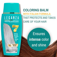 Leganza Hair Coloring Conditioner Natural Balm Color Platinum Blonde Nº 90 | Enriched with 7 Natural Oils | Ammonia, PPD and Paraben Free | 150 ml