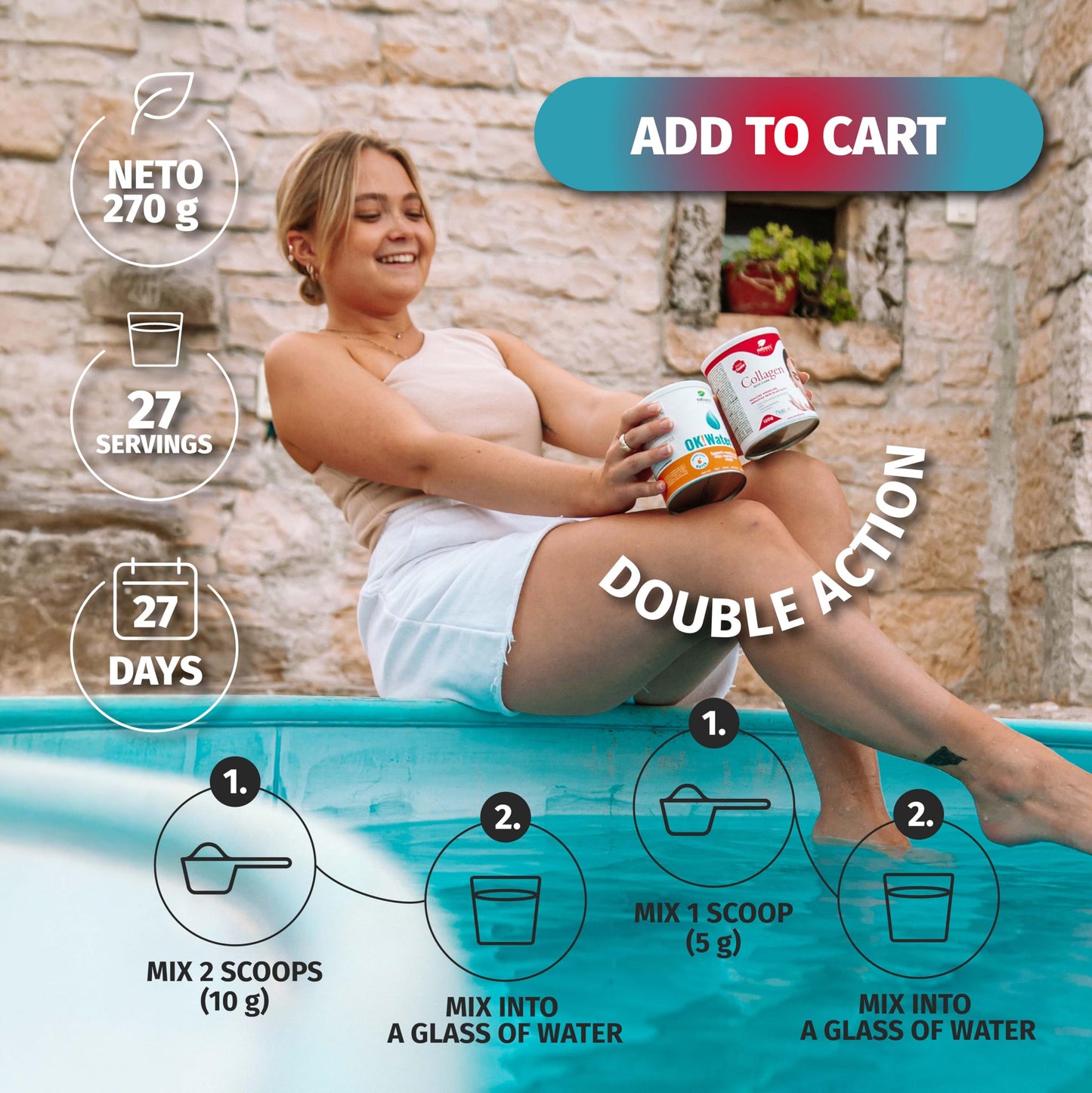 Nature's Finest by Nutrisslim OK!Body Lift - Hydrolyzed Marine Collagen Powder Naticol (5000mg) for Skin Elasticity, Reduce Water Retention - Skin Lift Effect
