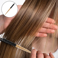 Katslyn 2PCS Small Round Hair Brush,Small Round Brushes for Blow Drying,Portable Thin Hair Brush,Natural Wood Handle,Anti-static,for Men Women Straightening,Curling,Short Hair,Thin Hair