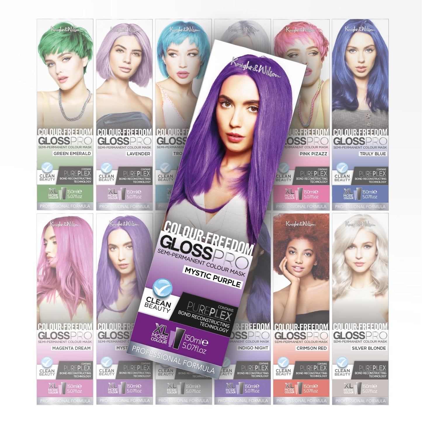 Knight & Wilson Colour-Freedom Gloss Pro 150ml Mystic Purple Semi-Permanent Hair Colour - Ultra-Vibrant Vegan Colour Mask with PurePlex | Ammonia Free Colour Lasts Up To 6-10 Washes