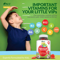 Multivitamin for Kids (5+) - 120 Vegan Gummies - 4 Month Supply - Tasty Strawberry Flavour - Kids Vitamins Including C, D & B12 - Made in The UK by Nu U Nutrition