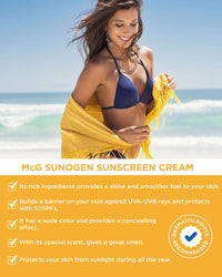 MCG Medical Cosmeceutical Group McG Sunogen Natural Sunscreen SPF 50 with Shea Butter Oil, Vitamin - Sun Cream for Face Women, UVA&UVB, Anti-Aging Ultra Protection Hydrating for All Skin Types