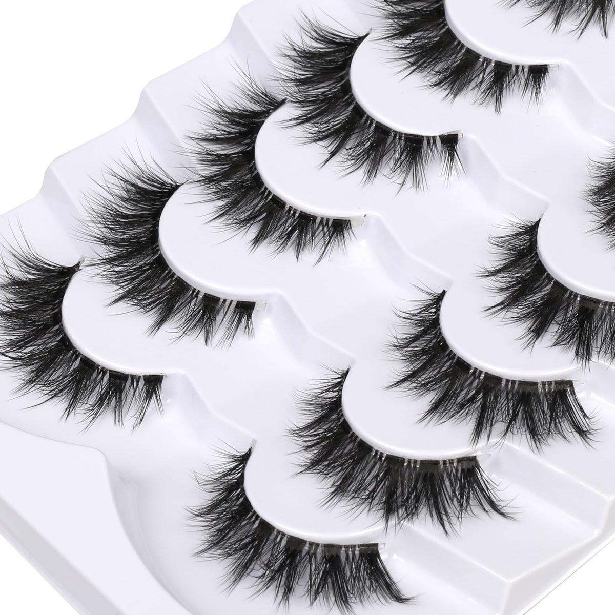 Himirell False Eyelashes 6D Lightweight Natural Comfortable 7-14 mm Demi Wispy Cat Eye Lashes Clear Band Daily Eyelashes Strips Fluffy Soft Fake Eyelashes Packs