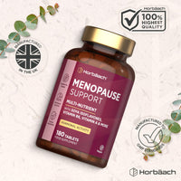 Horbäach Menopause Supplements for Women | Perimenopause & Menopause Support Complex | 180 Vegan Tablets - 6 Month Supply | with SOYA Isoflavones & Vitamin B6 | by Horbaach
