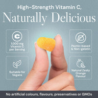 Known 1000mg High Strength Vitamin C (Ascorbic Acid) Gummies – Zesty Orange Flavour – Chewable Vegan Gummy Supplement – Immune, Collagen, Energy & Antioxidant Support – 1 Month Supply – One-A-Day