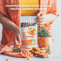 LOOV Organic Sea Buckthorn Powder, High in Fibre, Made from 100% Whole Berries, 113 g, Grown in Nordic Climate, Rich in Omega Blend, Vitamin C, Vitamin E, 23-Day Supply, No Added Sugar, Non-GMO