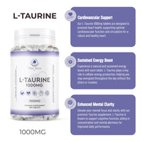 Generic L-Taurine 1000mg Vegan Tablets - 6 Months Supply - Vegan Taurine Supplement